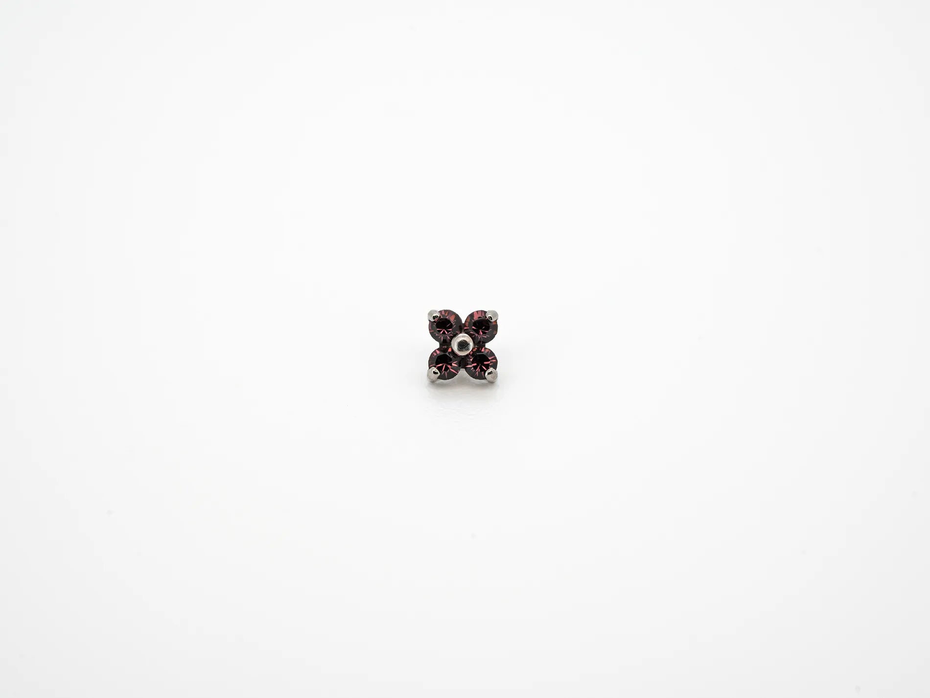 Dvara Amethyst Four Leaf Austrian Crystal 16G Titanium Labret