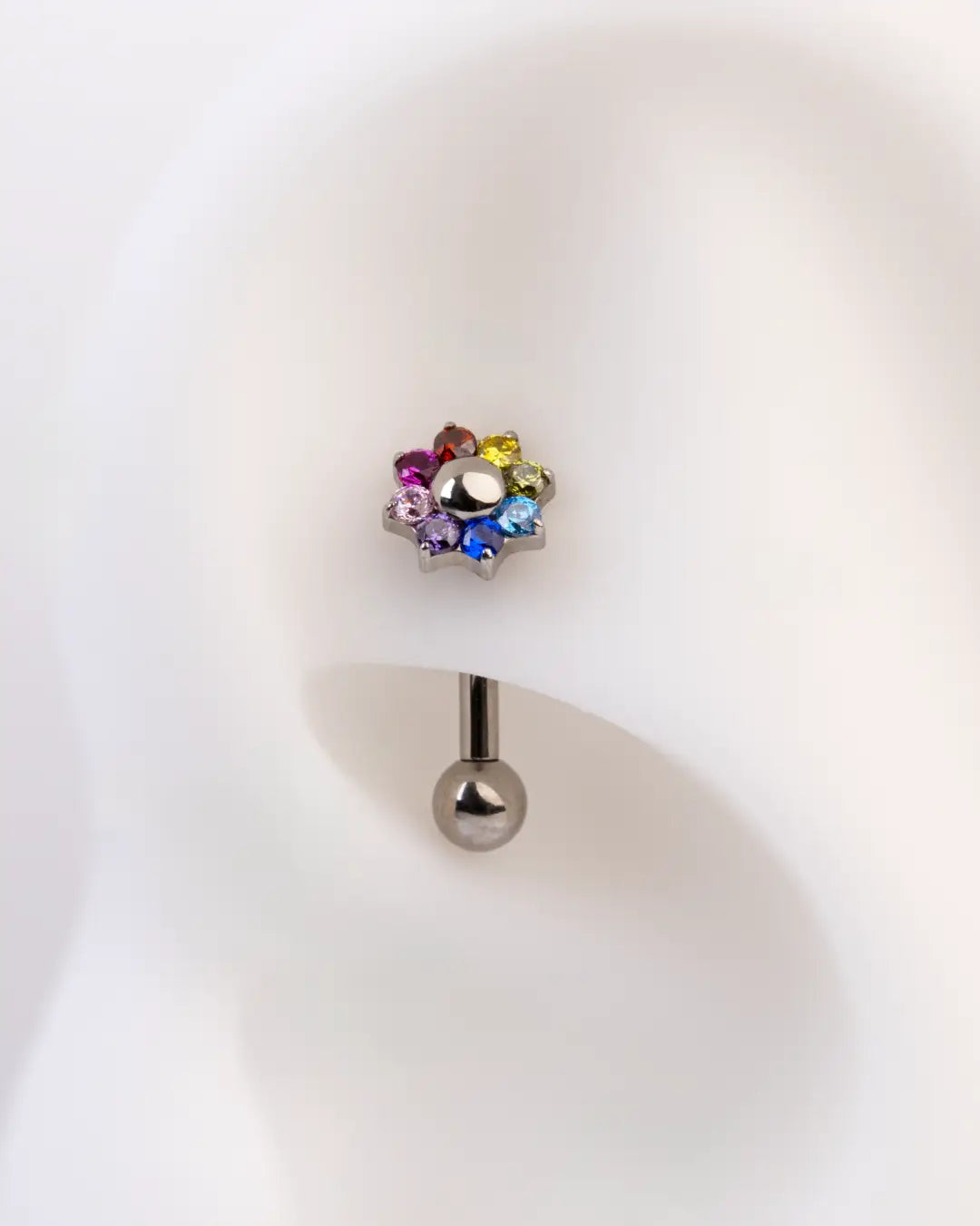 Belldandy Rainbow Flower Rook 16G Astm F136 Implant Grade Titanium Internally Threaded
