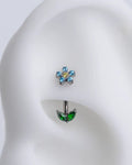 Bini Flower Leaf Rook 16G Astm F136 Implant Grade Titanium Earring