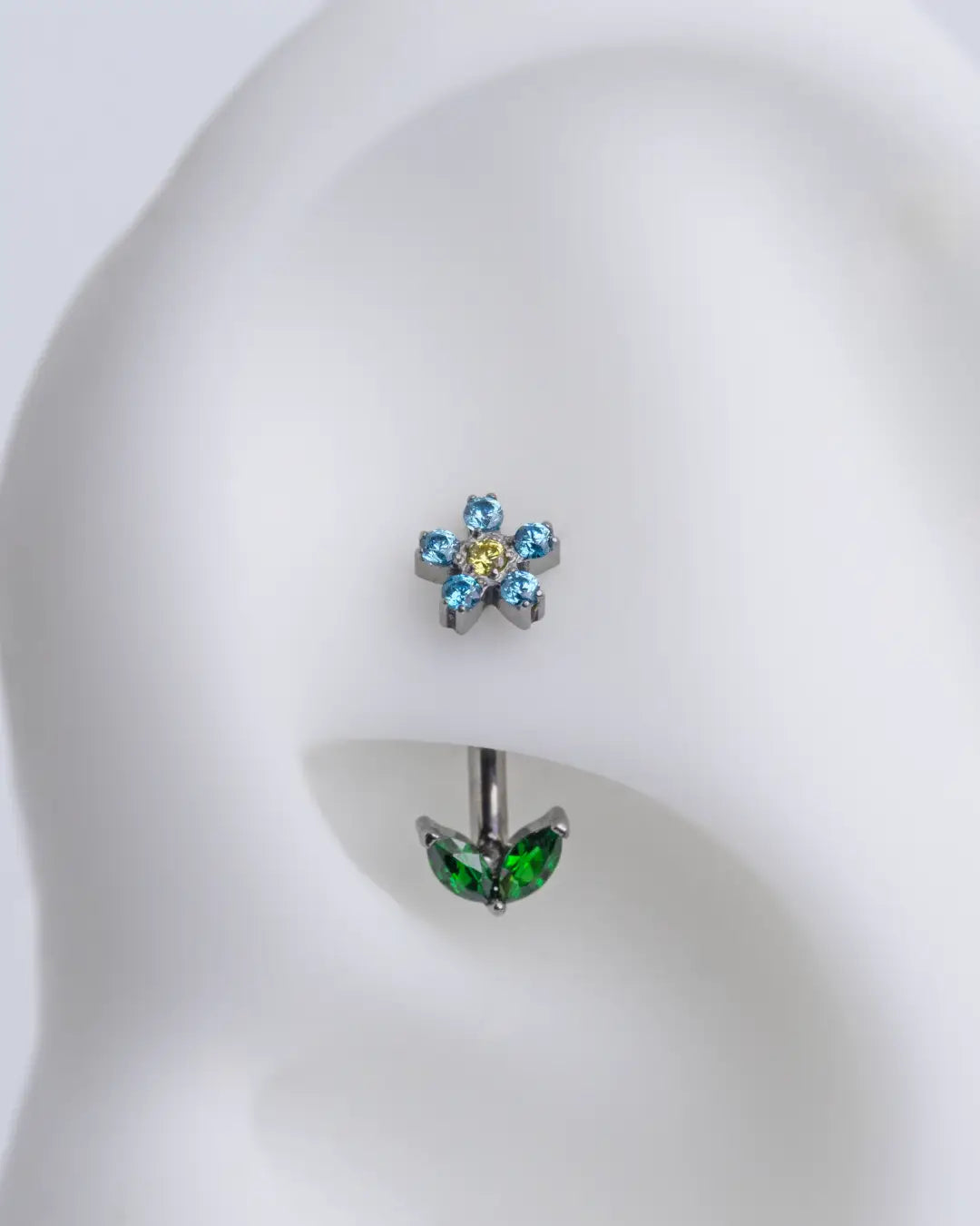 Bini Flower Leaf Rook 16G Astm F136 Implant Grade Titanium Earring