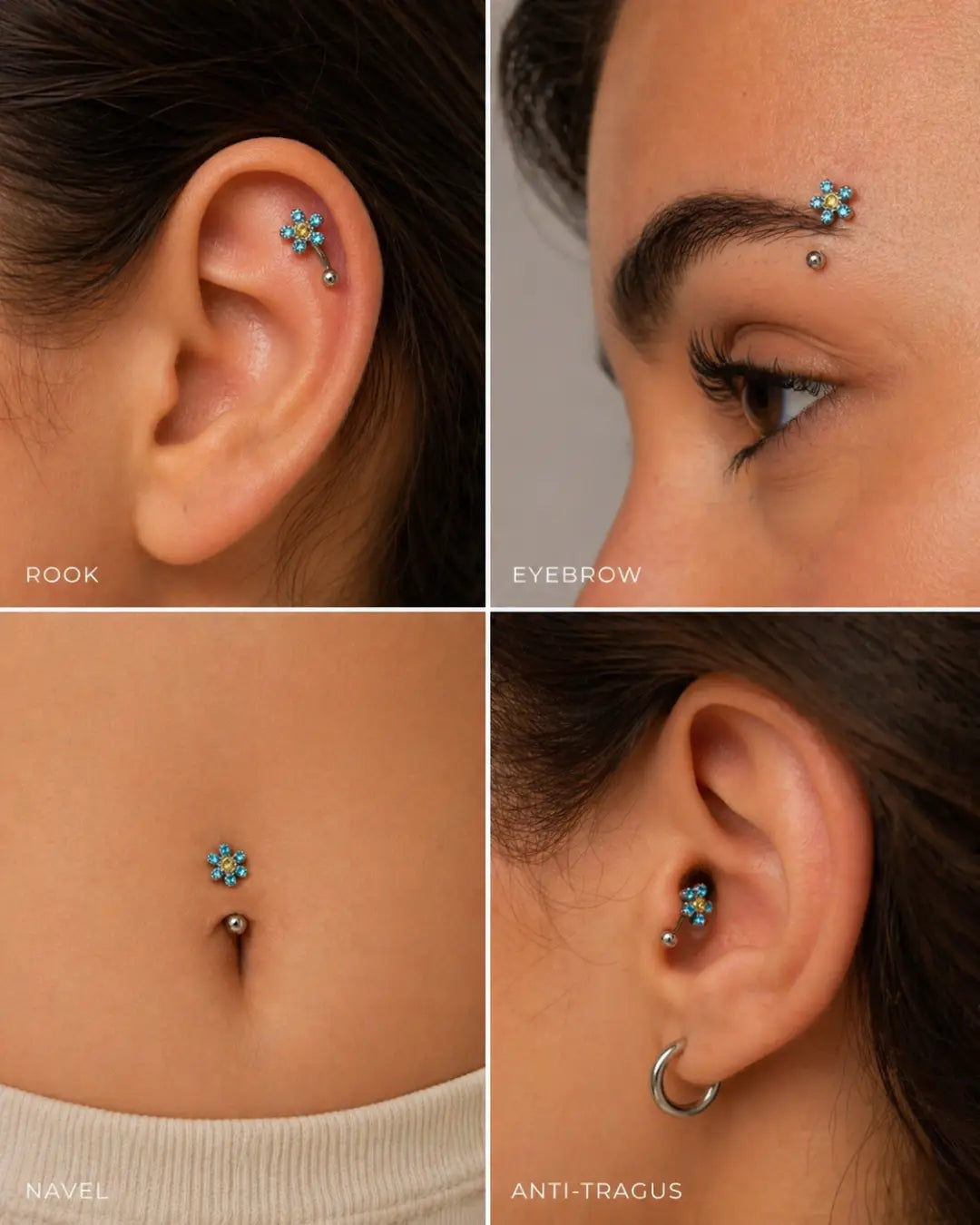 Bini Flower Rook 16G Astm F136 Implant Grade Titanium Internally Threaded
