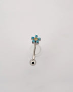 Bini Flower Rook 16G Titanium - Aqua & Golden Yellow