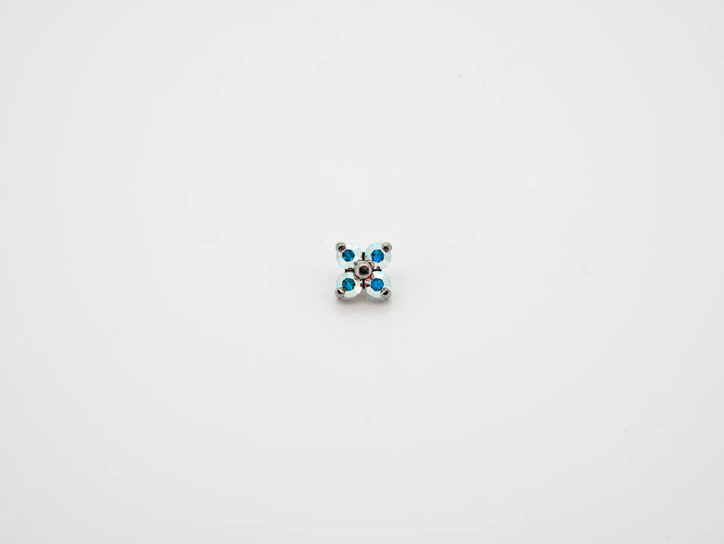 Dvara Crystal AB Four Leaf Austrian Crystal 16G Titanium Labret