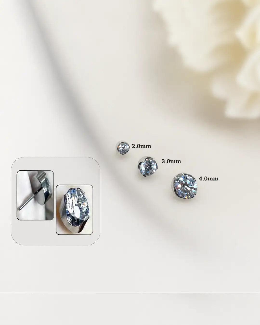 Elizabeth Clear CZ 3mm Threadless Labret