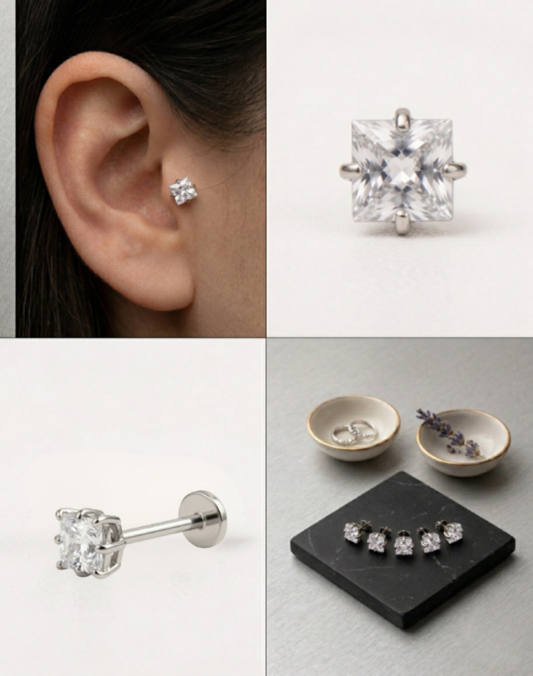 Faye 16G Astm F136 Implant Grade Titanium Earring Internally Threaded