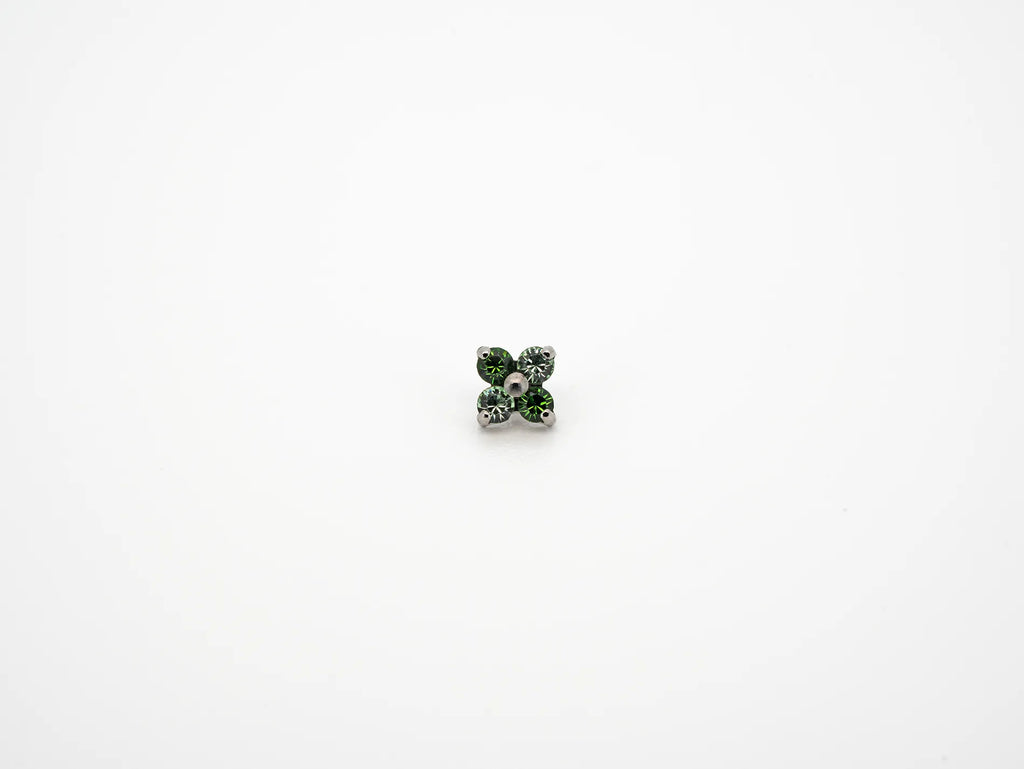 Dvara Forest Duo Four Leaf Austrian Crystal 16G Titanium Labret