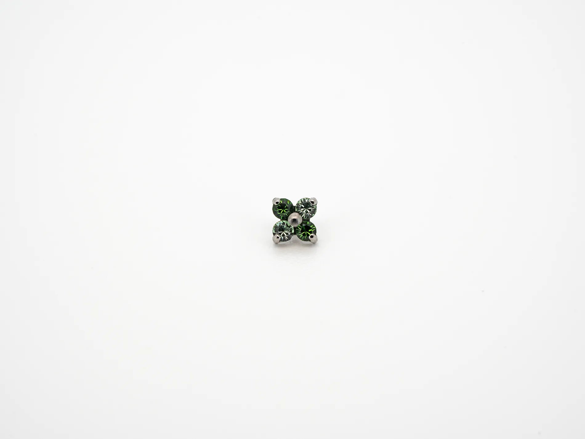 Dvara Forest Duo Four Leaf Austrian Crystal 16G Titanium Labret