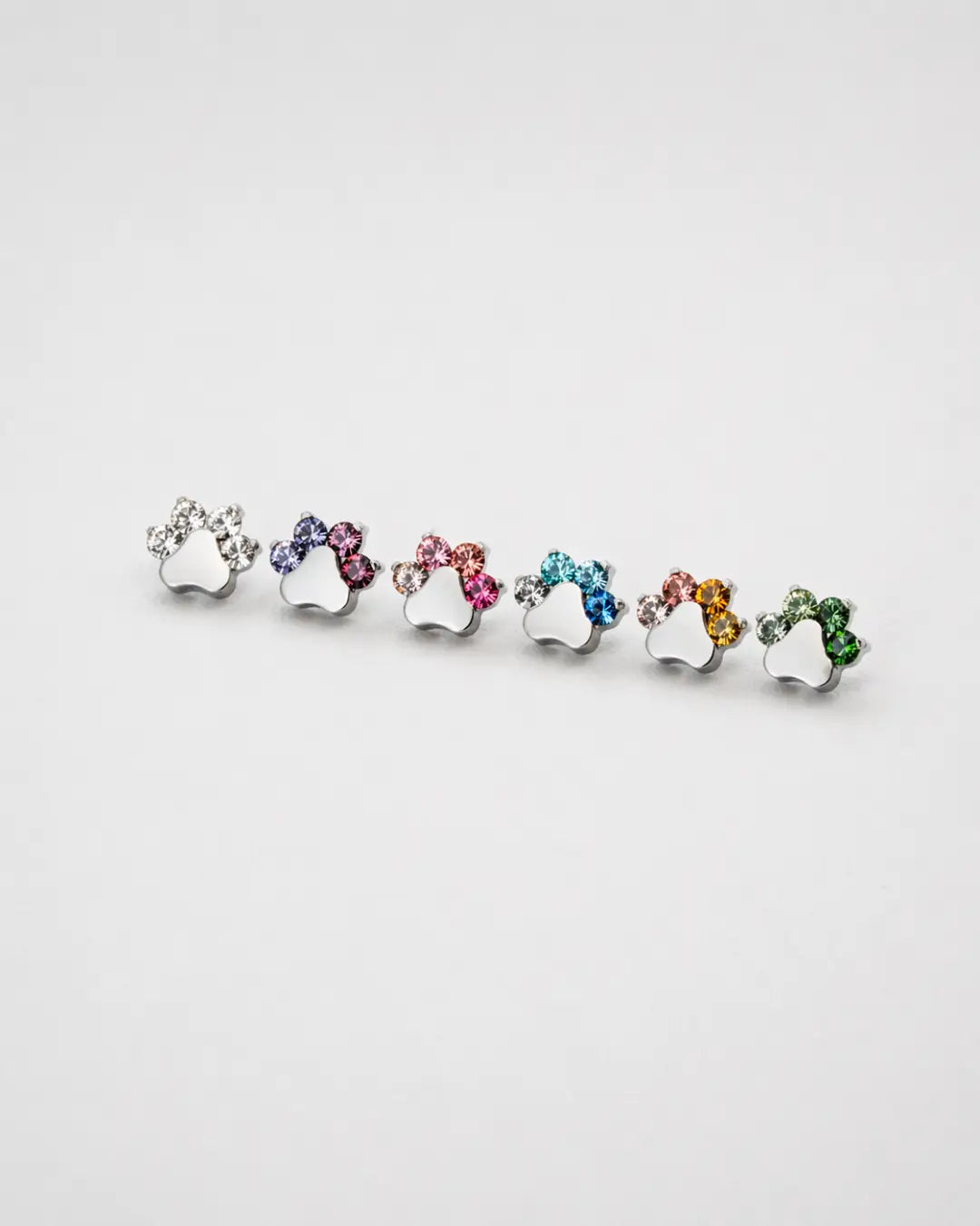 Hachiko Mini Paw Austrian Crystal 16G ASTMF136 Implant Grade Titanium Internally Threaded