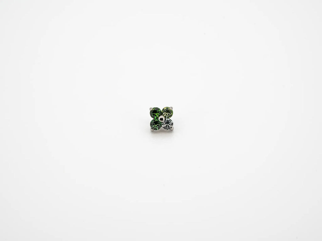 Dvara Jade Meadow Four Leaf Austrian Crystal 16G Titanium Labret