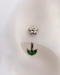 Misaki Flower Emerald Leaf Rook 16G Astm F136 Implant Grade Titanium Internally Threaded