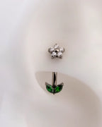 Misaki Flower Emerald Leaf Rook 16G Astm F136 Implant Grade Titanium Internally Threaded