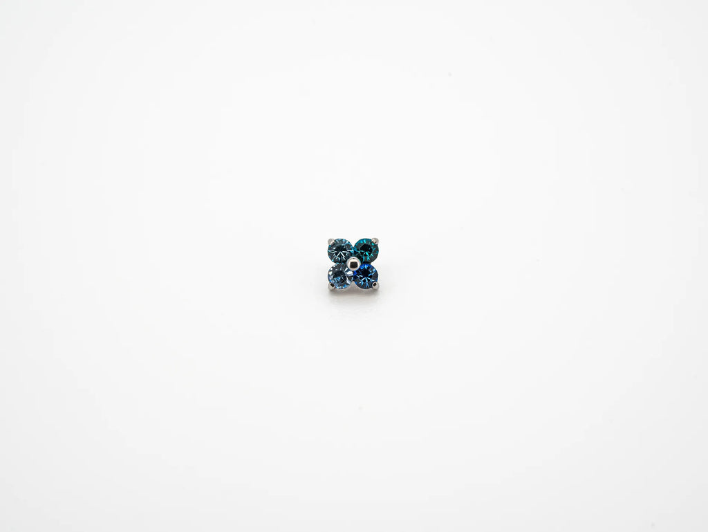Dvara Ocean Depths Four Leaf Austrian Crystal 16G Titanium Labret