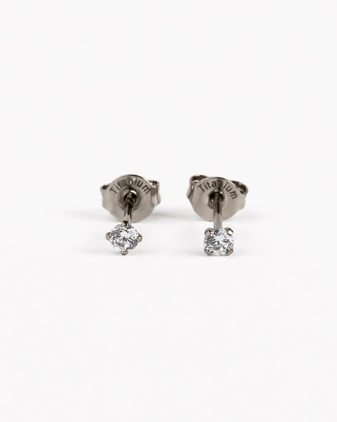 CZ Ear Studs with Clasp ASTM F136 Titanium Pair
