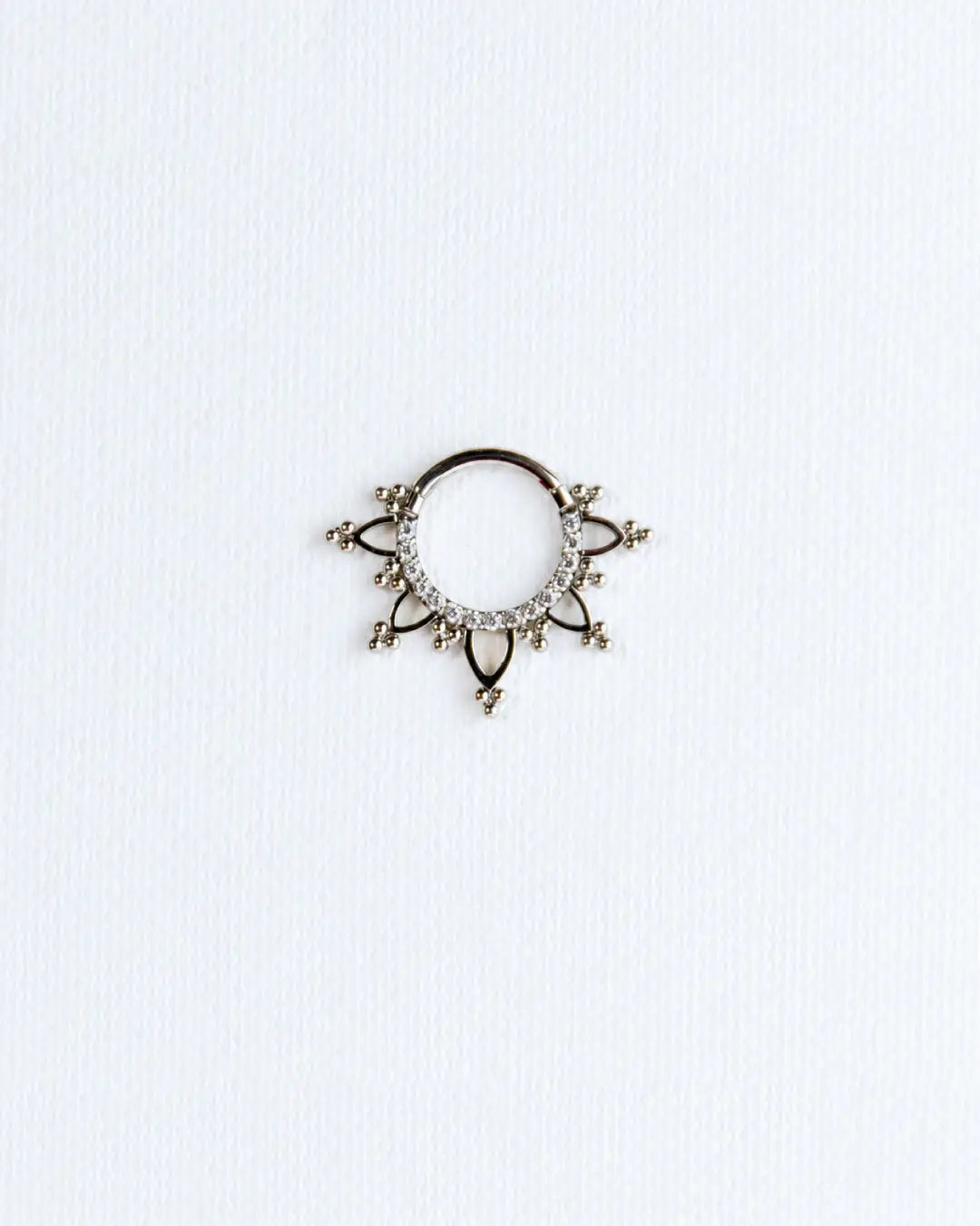 Paved CZ Mini Triple Bead Clicker 16G Titanium