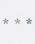 Blue CZ Periwinkle Flower Labret 16G Titanium