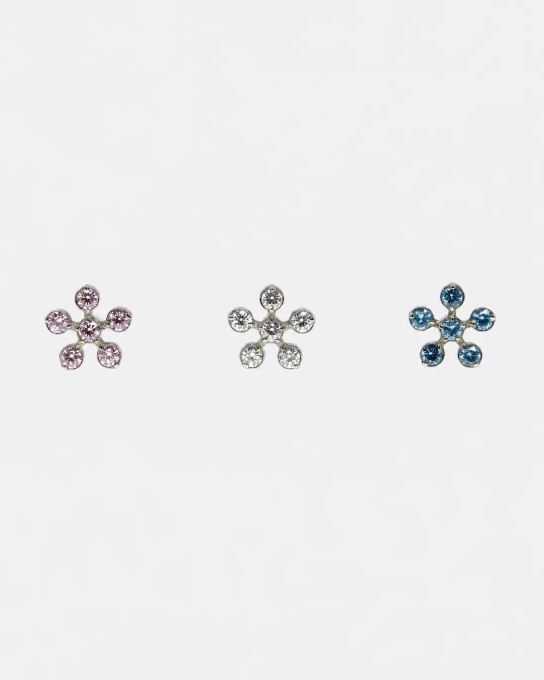 Blue CZ Periwinkle Flower Labret 16G Titanium