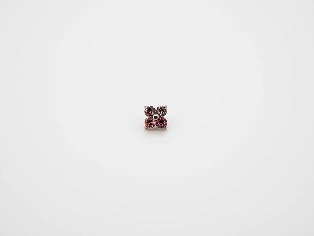 Dvara Rose Garden Four Leaf Austrian Crystal 16G Titanium Labret