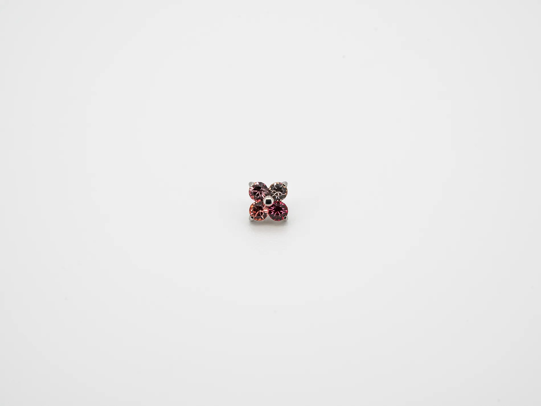 Dvara Rose Garden Four Leaf Austrian Crystal 16G Titanium Labret