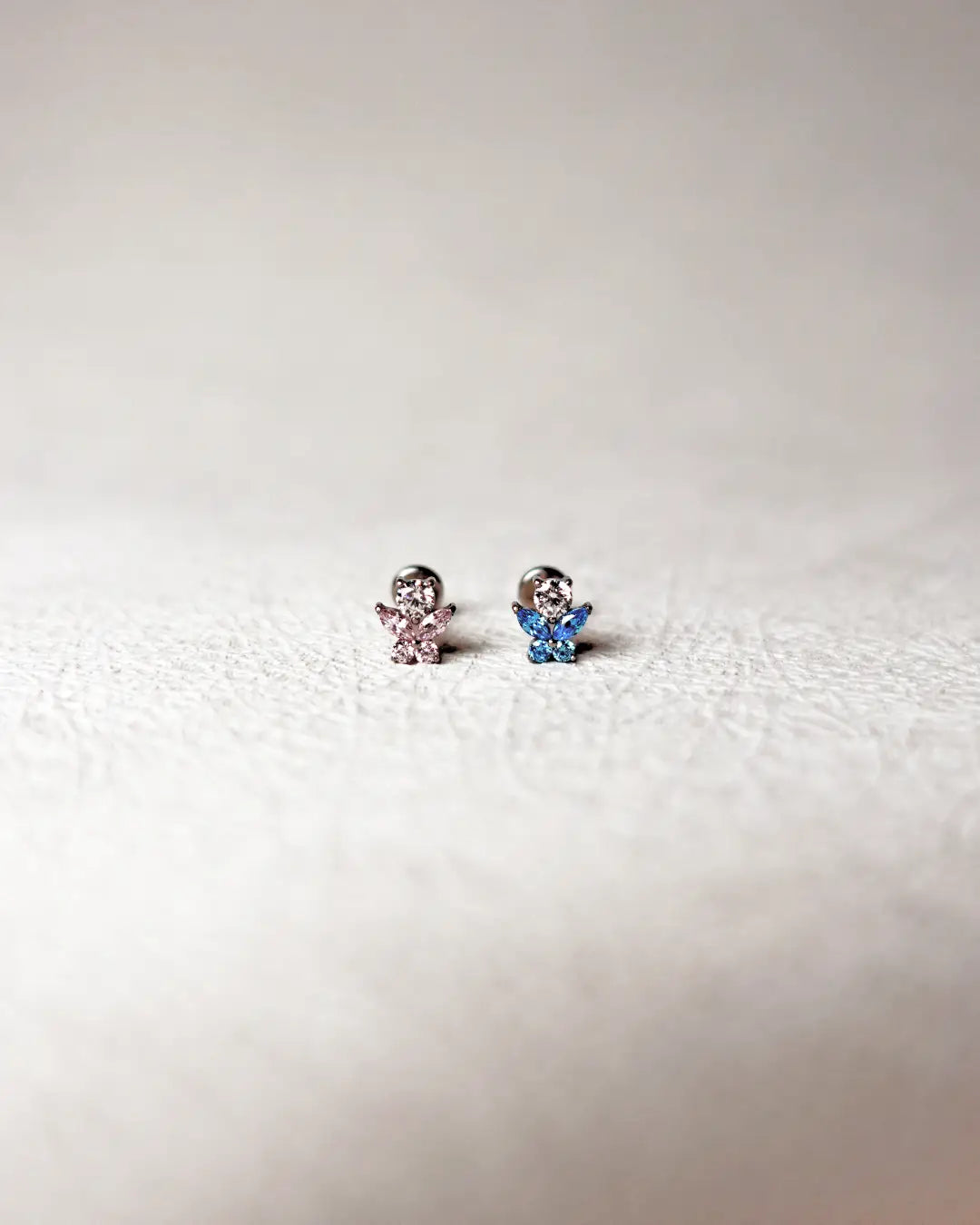 Aqua Blue Selena Mini Butterfly Labret 16G Titanium