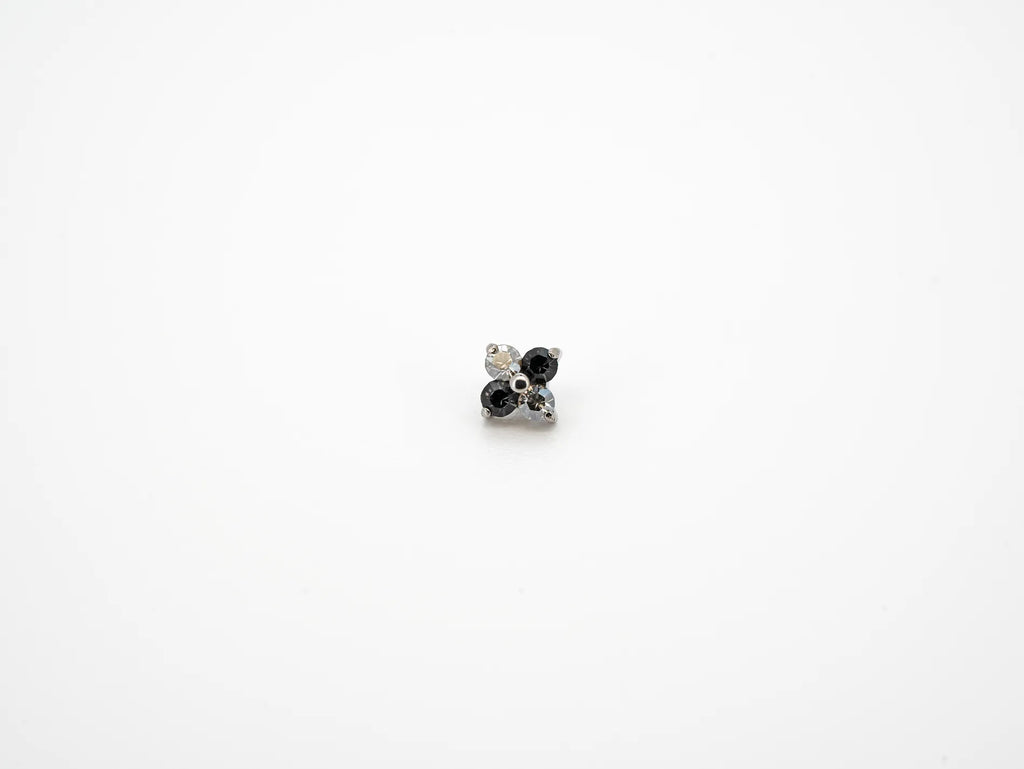 Dvara Silver Smoke Four Leaf Austrian Crystal 16G Titanium Labret