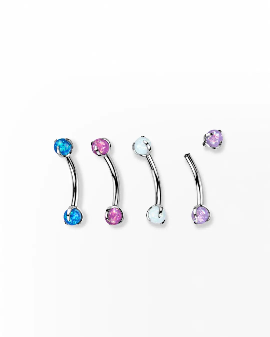 Pink Rose Opal Curved Barbell 16G Titanium