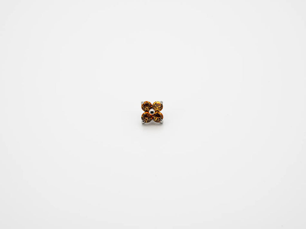 Dvara Topaz Four Leaf Austrian Crystal 16G Titanium Labret