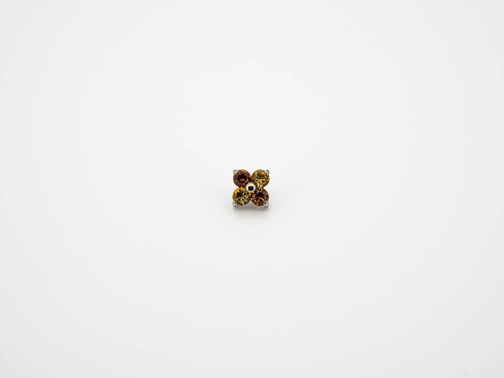 Dvara Topaz Duo Four Leaf Austrian Crystal 16G Titanium Labret
