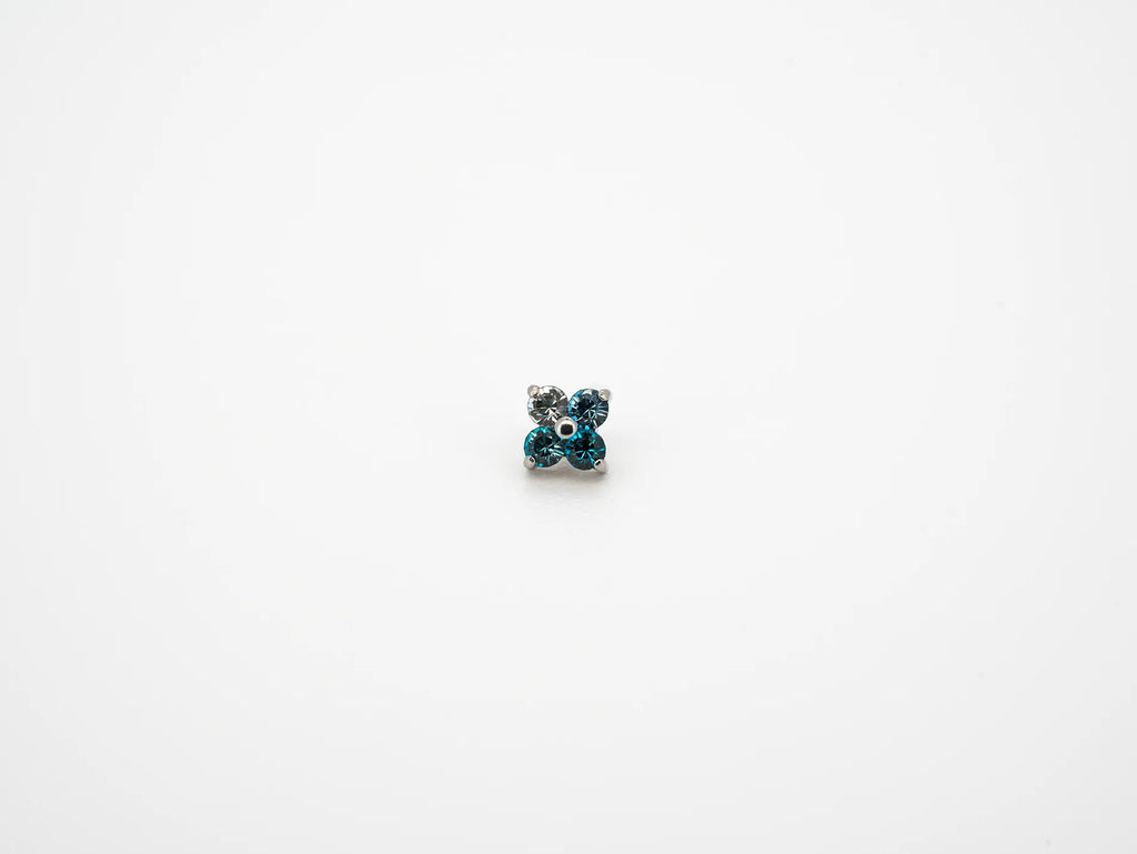 Dvara Tropical Waters Four Leaf Austrian Crystal 16G Titanium Labret