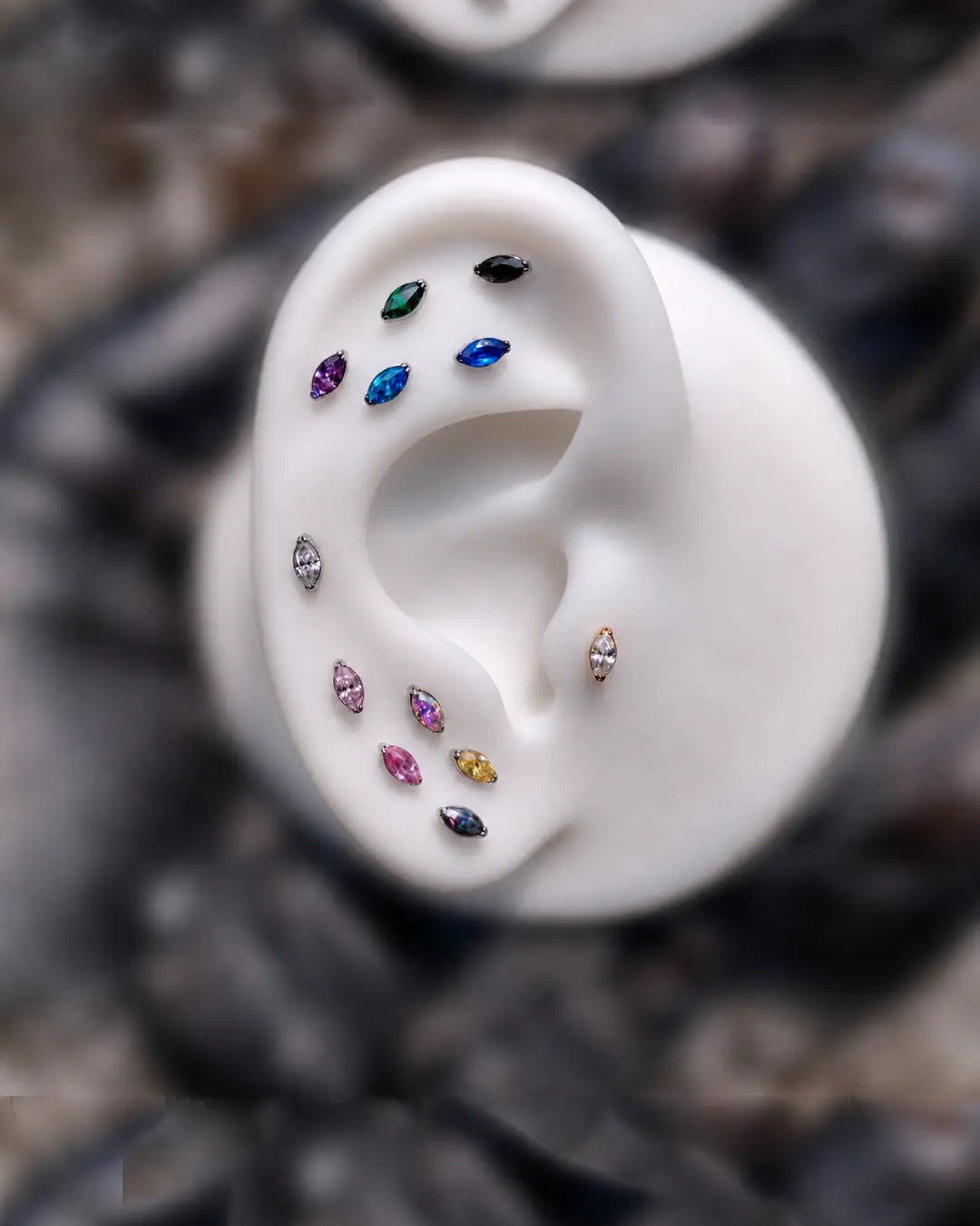 Amethyst Yuno Marquise CZ Top 16G ASTM F136 Titanium